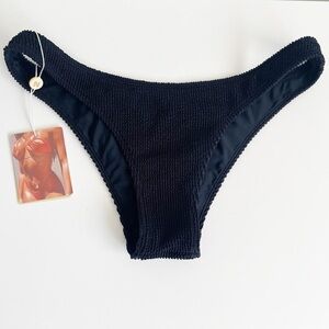 New NWT Neena Swim Batch A black bikini bottom textured small solid high leg S